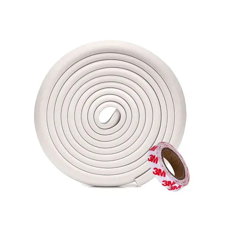KidDough Baby Proofing Corner Safety Strip and Corner Guard Thick Rubber Edge Corner Protector Guard  5 Meters Roll – White