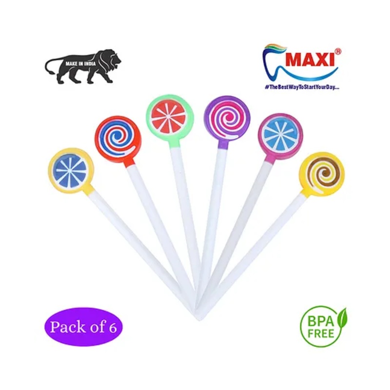 MAXI Lollipop Tongue Cleaner Pack of 6 – Multicolor