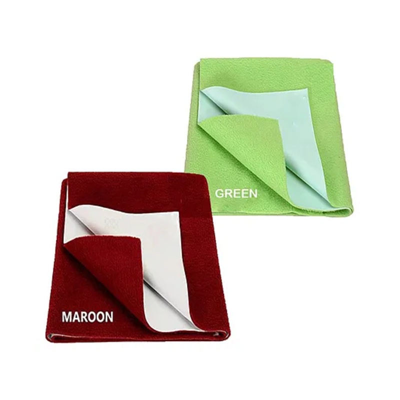 NeonateCare Baby Smart Dry Bed Protector Sheet Small Pack Of 2 – Wine Green( Color and design may vary)