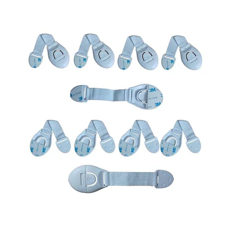 Nexbie Baby Safety Locks for Cabinet, Drawer, Fridge, Cupboard, Pack of 10, White