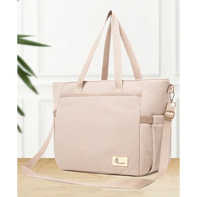 R for Rabbit Caramello Tote Baby Diaper Bag with Changing Mat for Mother, Waterproof, Large Capacity Multifunctional Maternity Nursing Travel Hand Bag with Sling for Moms (Beige)