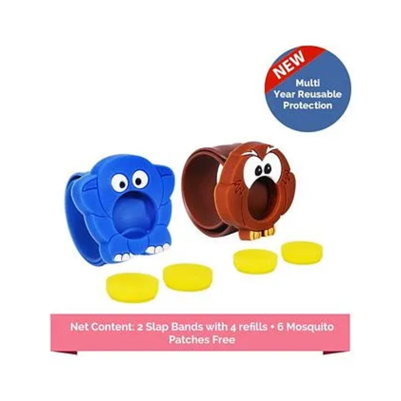Safe-O-Kid 2 Mosquito Repellent Bands Ayurvedic With 4 Refills Appu & Ullu – Pack of 2