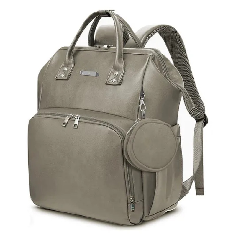 StarAndDaisy Diaper Bag for Mothers with Multi Compartments, Insulated Bottle Pockets, Waterproof, Ultra Vegan Leather, 30L capacity – Grey