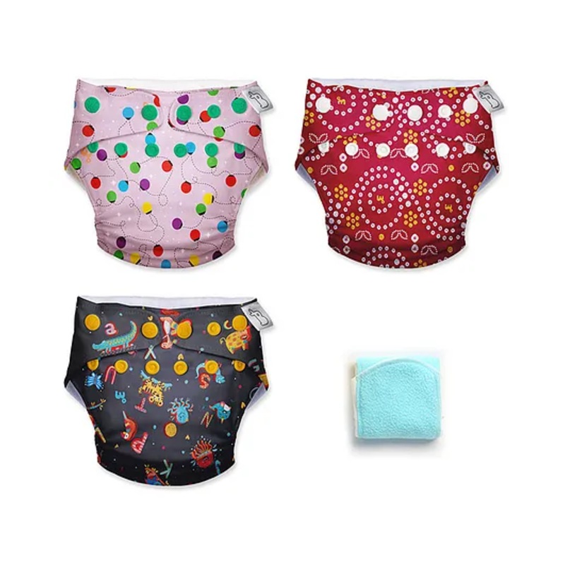 SuperBottoms New UNO Freesize Cloth Diaper for 3 Months to 3 Years Babies Washable & Reusable Diaper Comes With Pack of 3 Outer Shell With One Main Pad