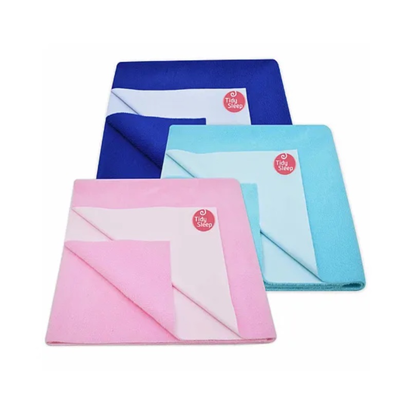 TIDY SLEEP Ultra Absorbent Baby Dry Sheets & Bed Protector Medium Pack of 3 – Blue Pink