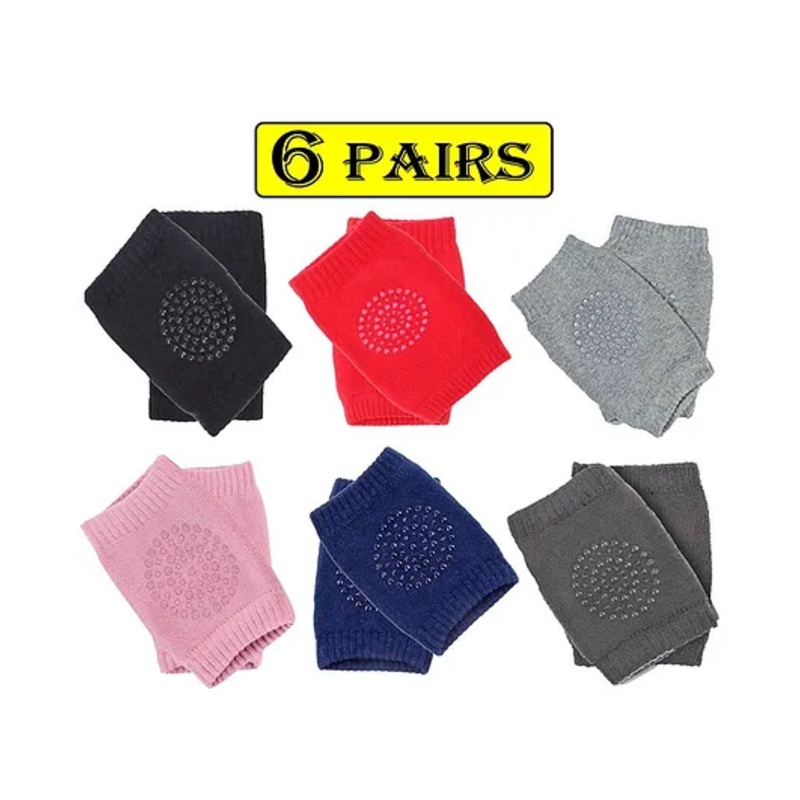 Babymoon Baby AntiSlip Stretchable Knee Cap Elbow Safety Protector Set Of 6 – Multicolour