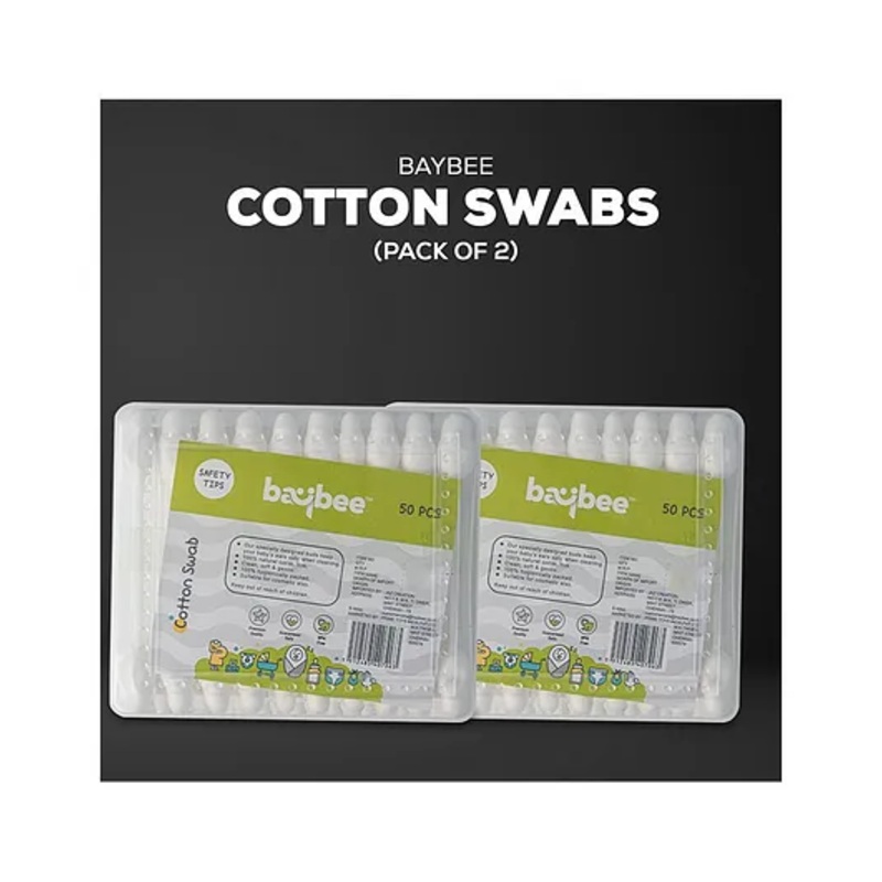 Baybee Baby Ear Buds Cotton Swabs Cleaner For Babies Ear Cleaning Buds With Ear Protection Pack of 2 – 100 Pieces