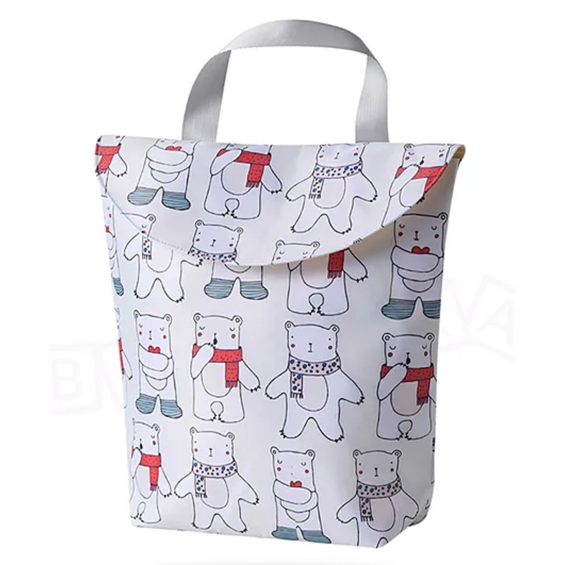 Bembika Diaper Bags For Mom And Dad Kids Diaper Bags For Travel Backpack With Small Bottle Pouch Cute Bear – White