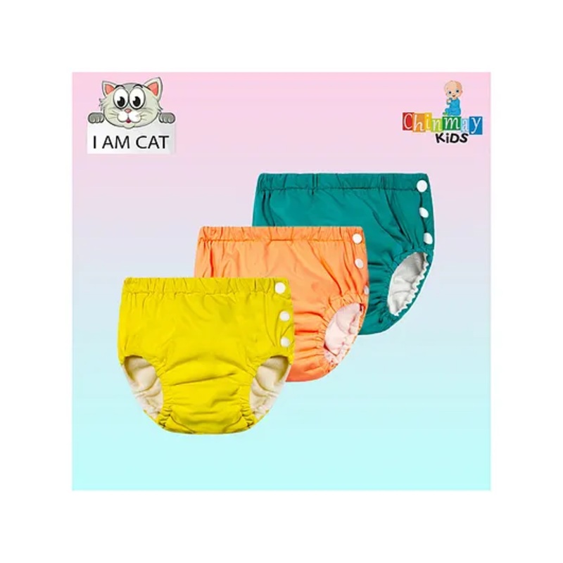 Chinmay Kids Reusable Swimwear Diaper Pants Set Of 3 – Yellow Orange & Green