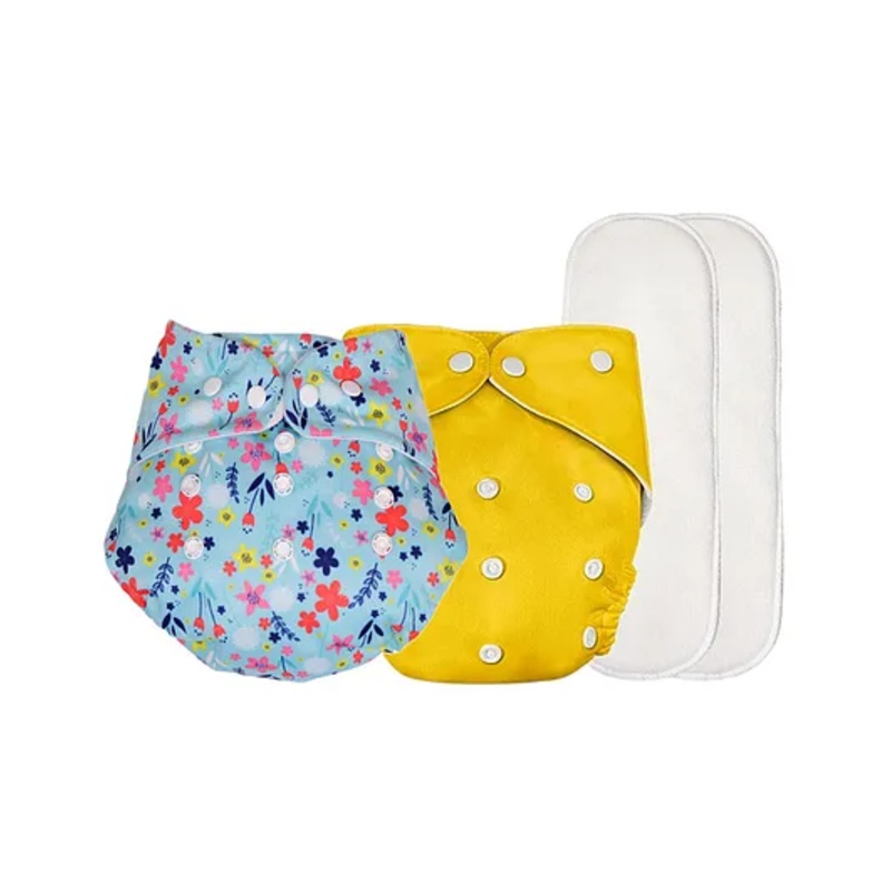Deedry Cloth Reusable Diapers With Insert Pack of 2 – Yellow & sky Blue