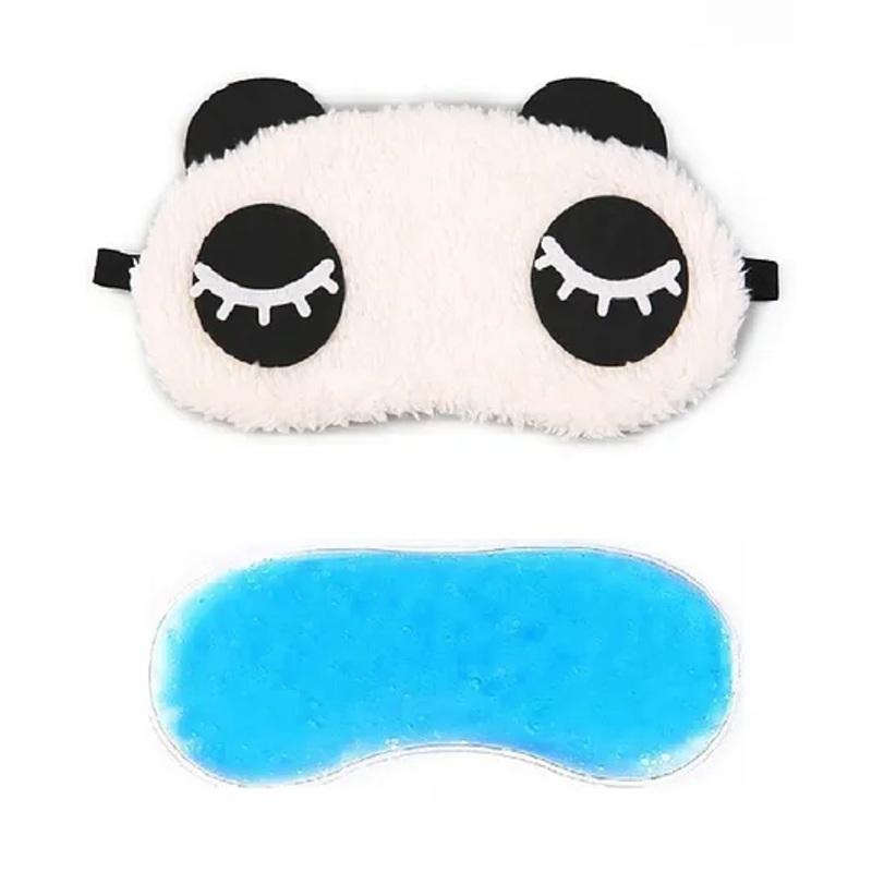 Jenna Eyelashes Panda Face Sleeping Eye Mask With Cooling Gel – White