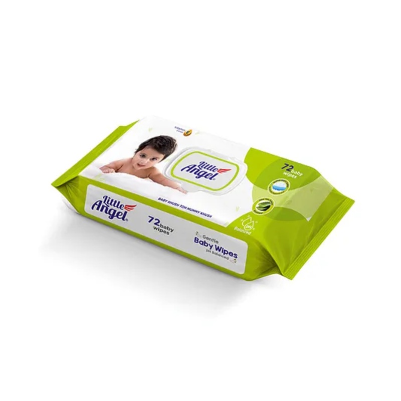 Little Angel Super Soft Cleansing Baby Wipes with Lid & Aloe Vera Extract  – 72 Pieces
