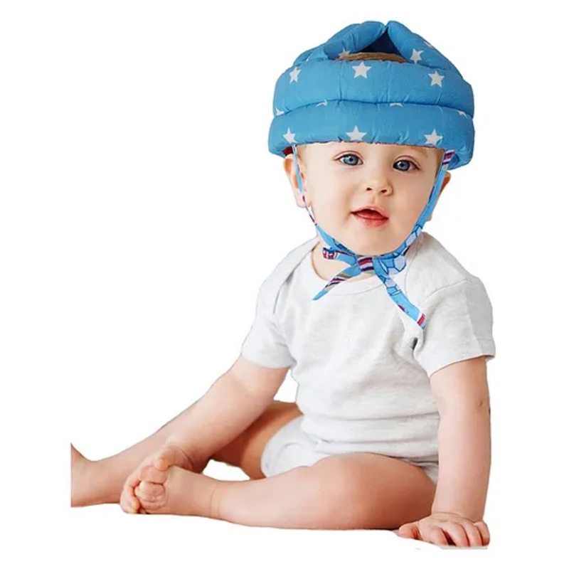 Luvlittle Adjustable Cushioned Baby Safety Helmet Star Printed – Blue (Print May Vary)