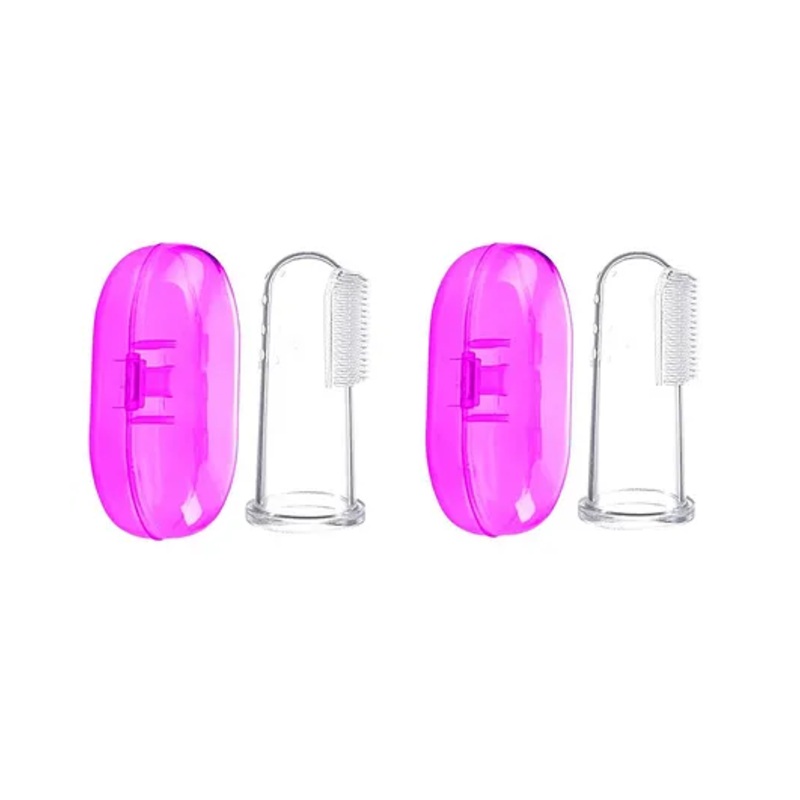 NeonateCare Baby Silicone Soft Bristles Finger Tooth Brush With Tongue Cleaner Back And Travel Protective Case Soft Baby Toothbrush For Babies Oral Hygienic Care (PINK – PINK)