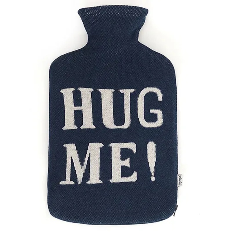 Pluchi Hug Me Navy Melange & Natural Color Combed Cotton Hot Water Bottle Cover