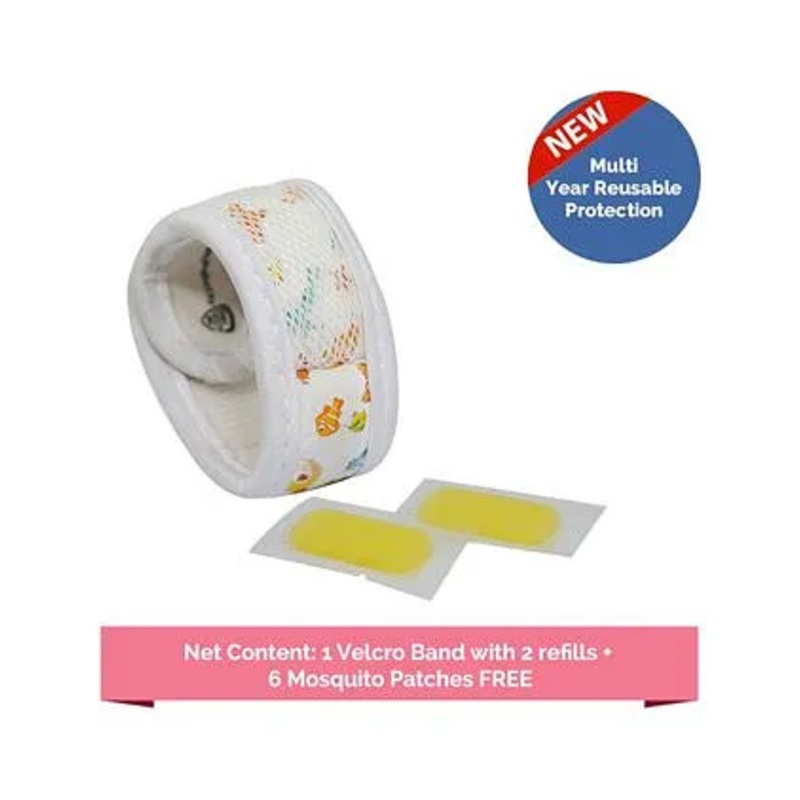 Safe-O-Kid Aqua Theme Reusable Anti-Mosquito Band With 2 Refills – White