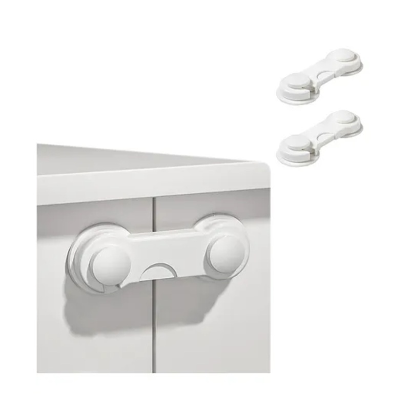 Safe-O-Kid Secure Cabinet & Drawer Lock for Baby Safety, White, Pack of 2