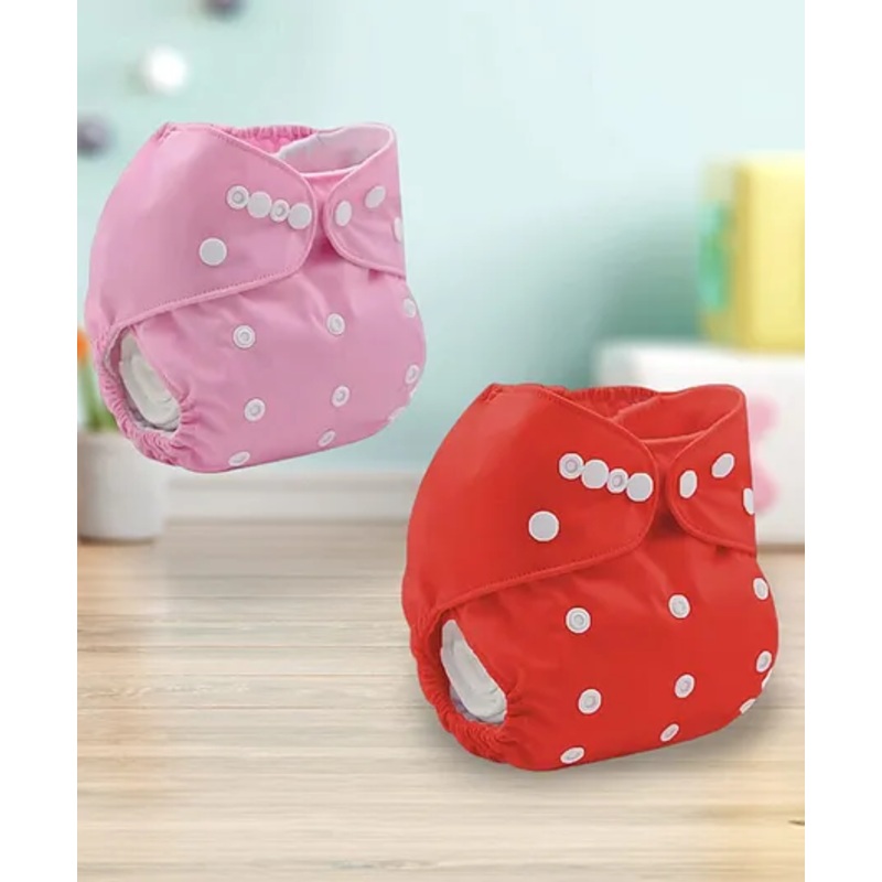 Sparkle Joy Free Size Reusable Cloth Diaper Without Insert Pack Of 2 – Pink & Red