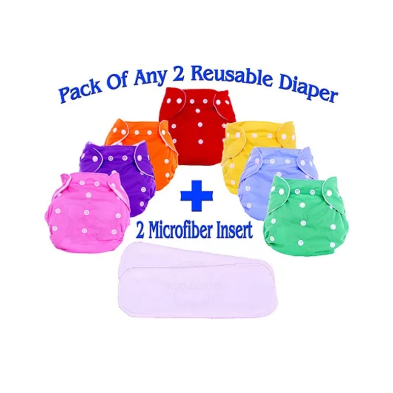 The Little Lookers Adjustable & Reusable Cloth Diaper Pack Of 2 ( Colour May Vary)