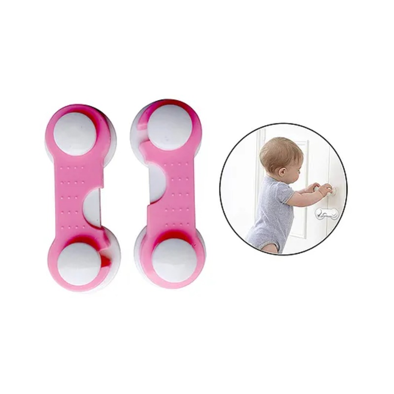 THE LITTLE LOOKERS Multipurpose Safety Lock for Doors, Cabinet, Fridge, Drawer Pink – Pack of 2