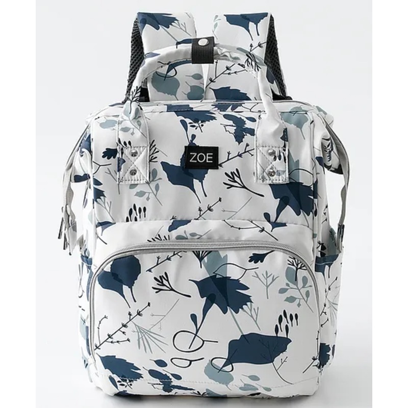 ZOE Midnight Bloom Multipurpose Diaper Backpack – White