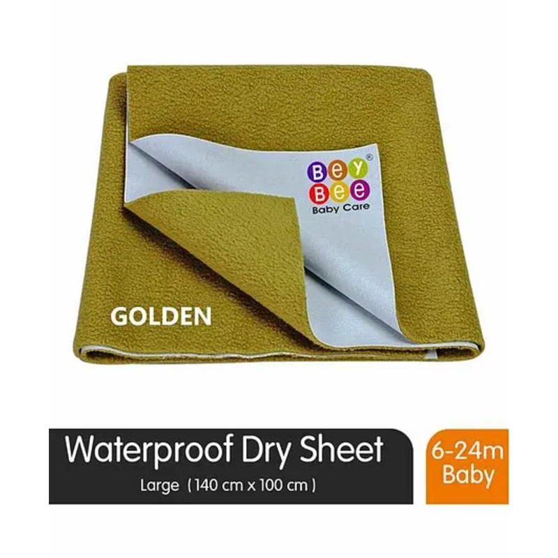 BeyBee Waterproof Baby Bed Protector Dry Sheet for New Born Babies, Large – Gold