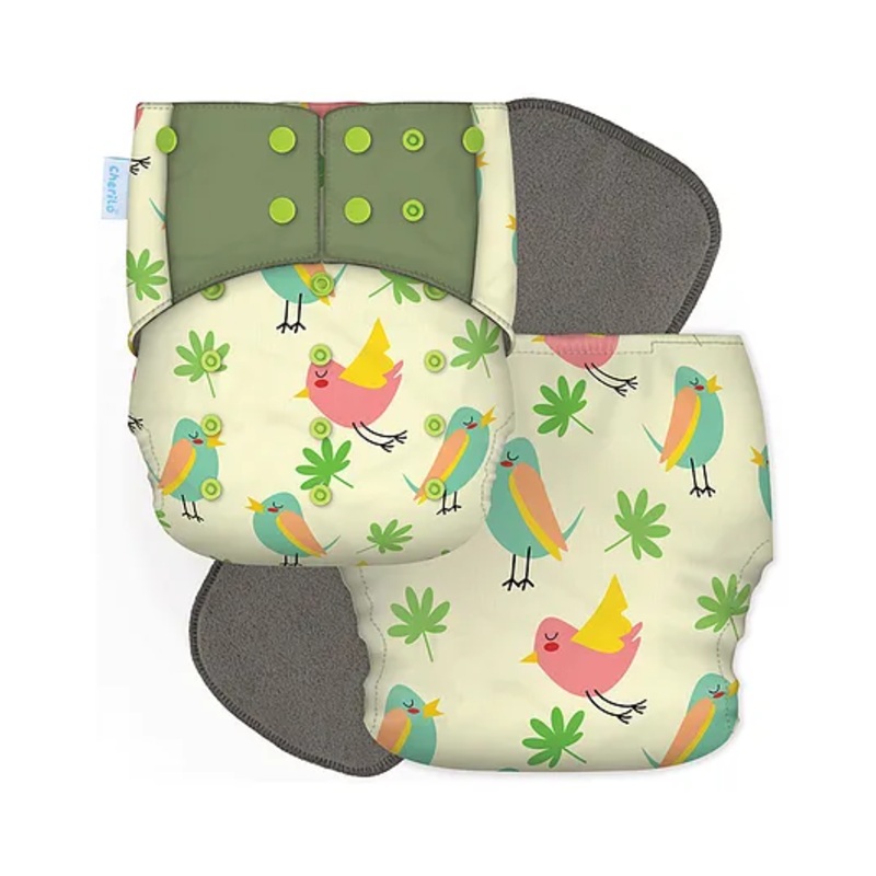 Cherilo Leakproof Washable Baby Diaper – ( 1 Cutie Sparrow Pattern Diaper with 1 Insert)