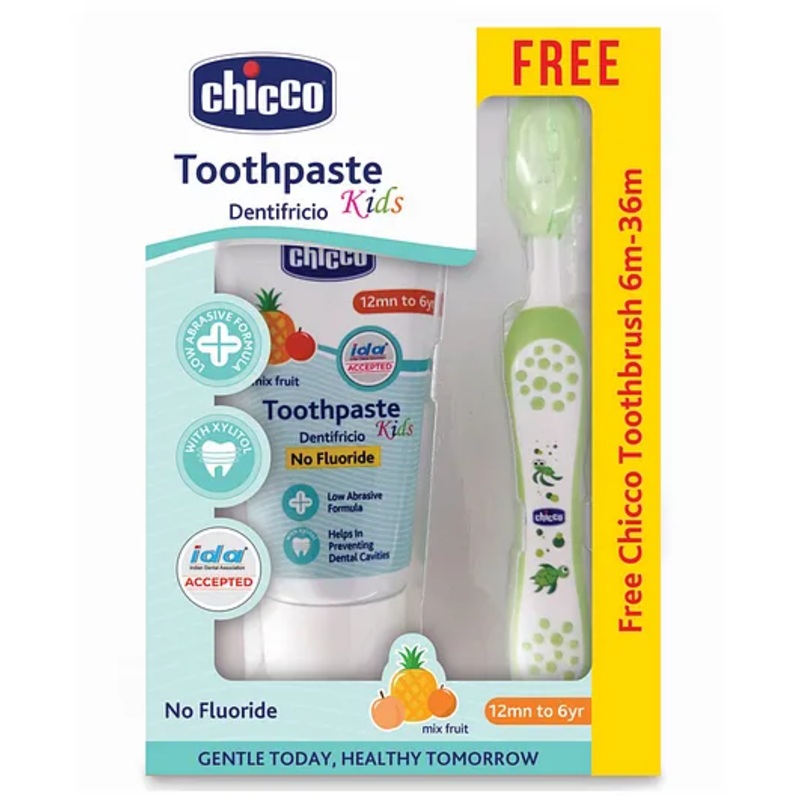Chicco Toothpaste Mixfruit with Free Toothbrush Green – 50 g