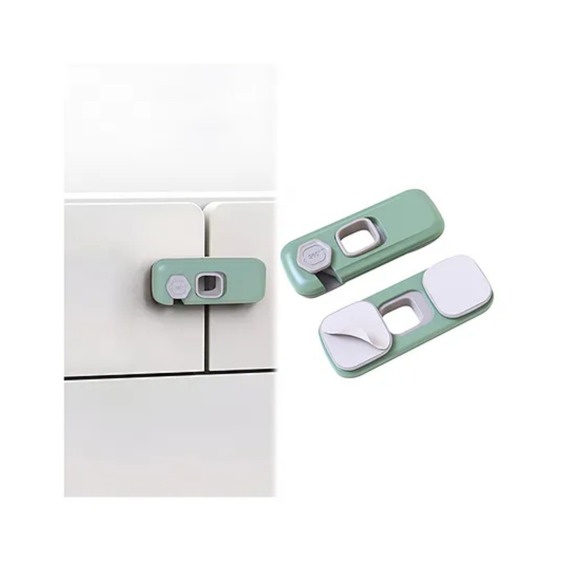 Child Safety Lock For Fridge, Drawers, Cupboard, Cabinet, Window Safety Multifunction Accessories Buckle Lock Green – 1 Pcs