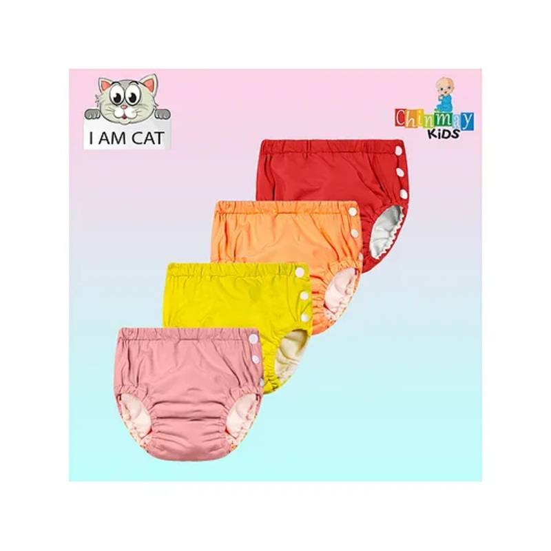 Chinmay Kids Swimming Pants Reusable Swimwear Diaper Pants For Unisex Pack of 4- Multicolor