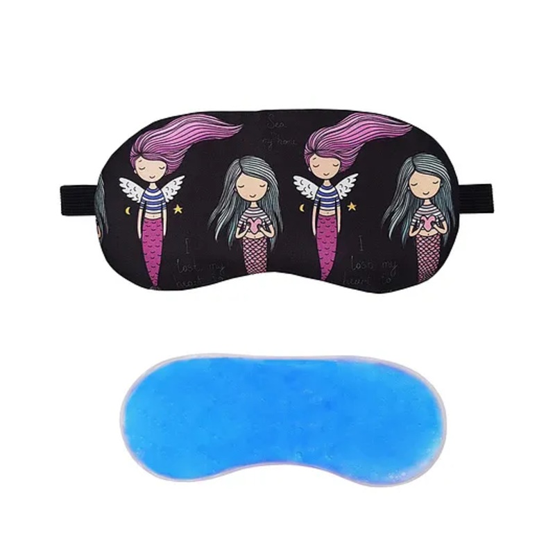 Jenna 4 Angel Black Printed Sleeping Eye Mask With Cooling Gel
