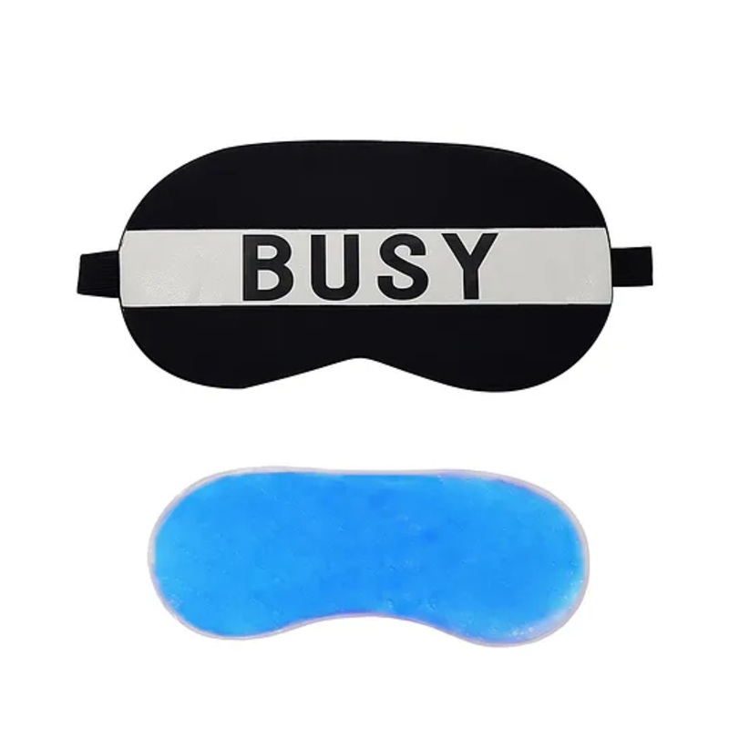 Jenna Busy Black Printed Sleeping Eye Mask With cooling Gel