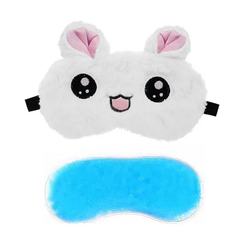 Jenna Fur Kitty White Cute Sleeping Eye Mask With Cooling Gel