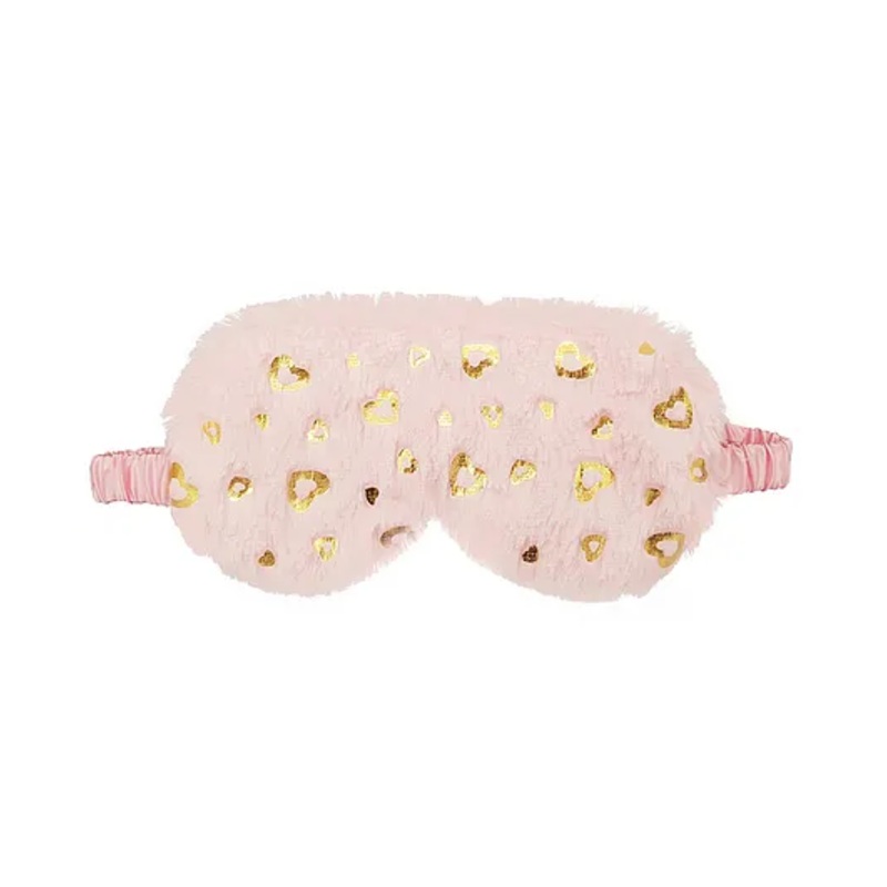 Jenna Fur Silk Heart Pink Cute Sleeping Eye Mask With cooling Gel
