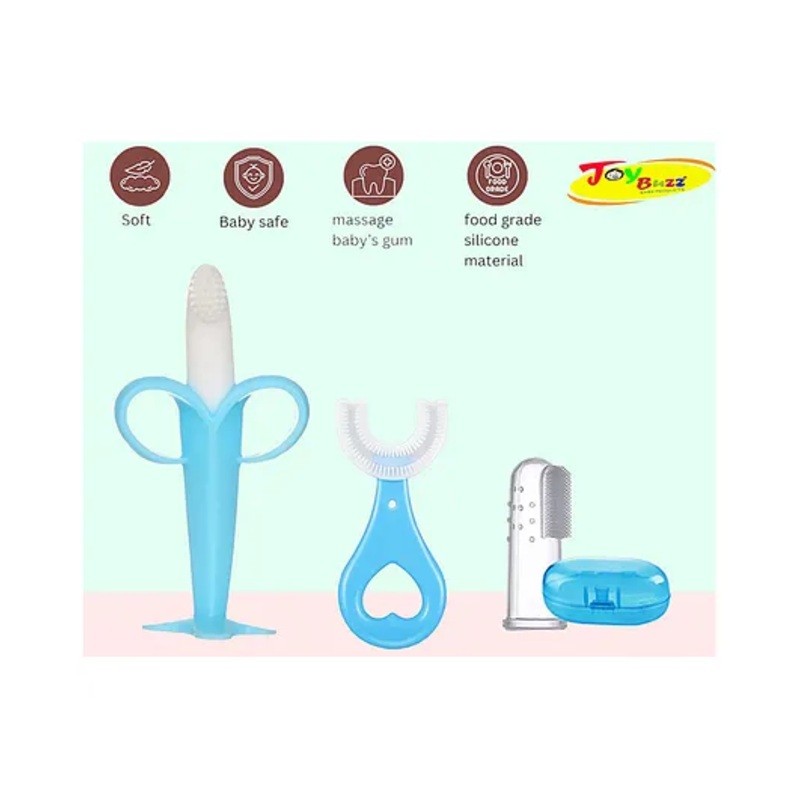 Joy Buzz Silicone  Toothbrushes Pack Of 3 – Blue