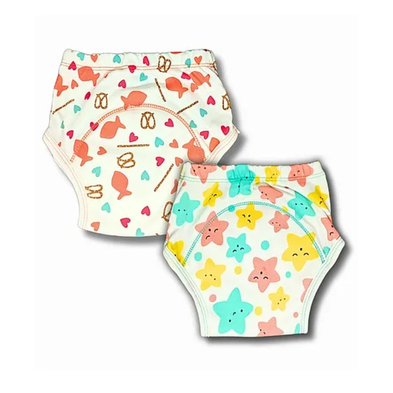 Kindermum Organic Cotton Padded Underwear for Babies 1-3Y within 11-15 Kgs | Potty Training Pants| Non Messy Diaper Free Time | Pack of 2 |  Star Fish