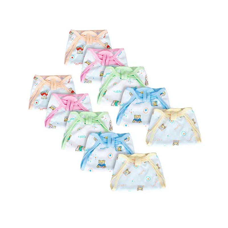 Little Boo Cloth Nappy Reusable washable Diapers String Tie Up Newborn Teddy Print – Set Of  10