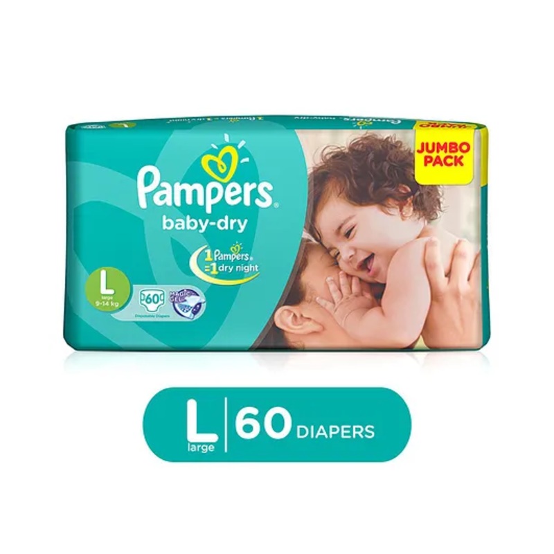 Pampers Taped Diapers Large (LG) 60 count