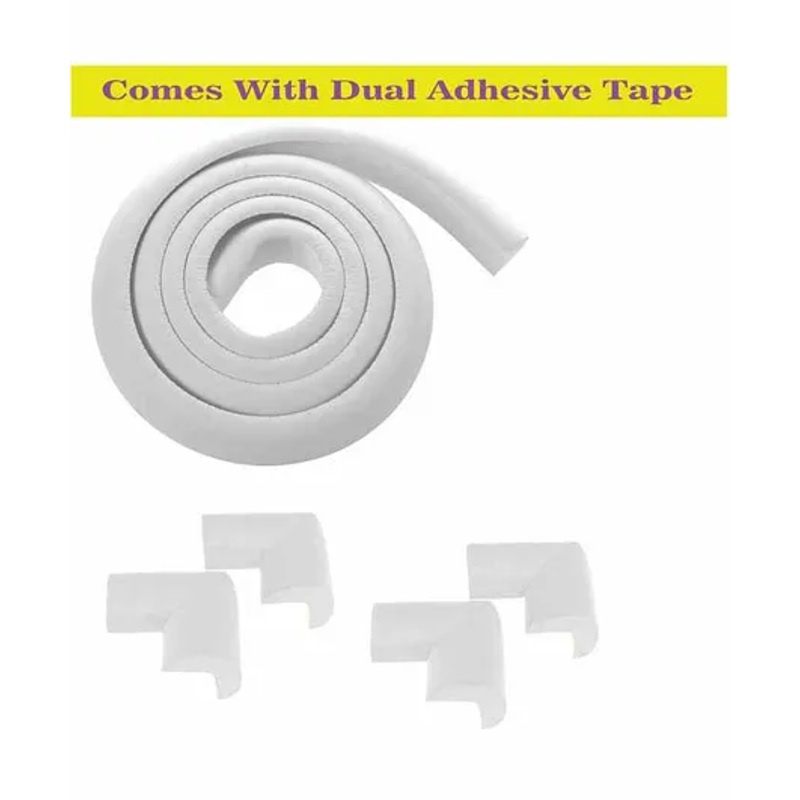 Syga Baby Safety 4 Corner Guard & 1 L Shape Edge Guard With Strong Tape – White