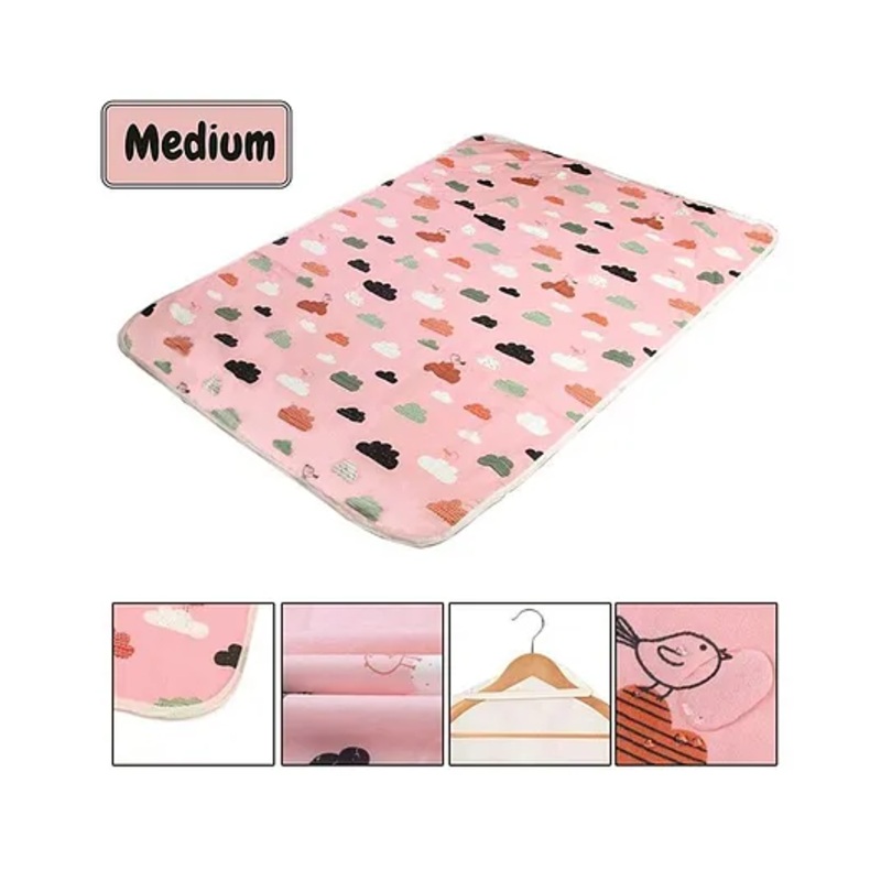 Syga Waterproof Diaper Changing Mat And Mattress Protector Cloud Design Medium – Pink
