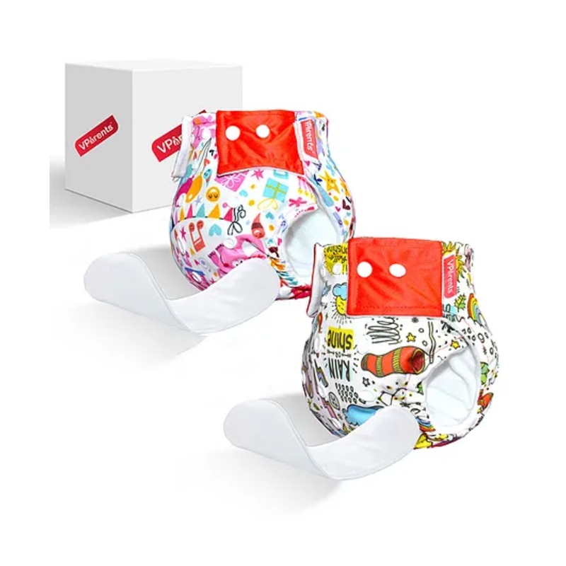 VParents Jumbo and Rain Print Reusable and Adjustable Cloth Diapers With ultra Absorbent Insert with 5 Layers Washable Pack of 2 – Multicolor