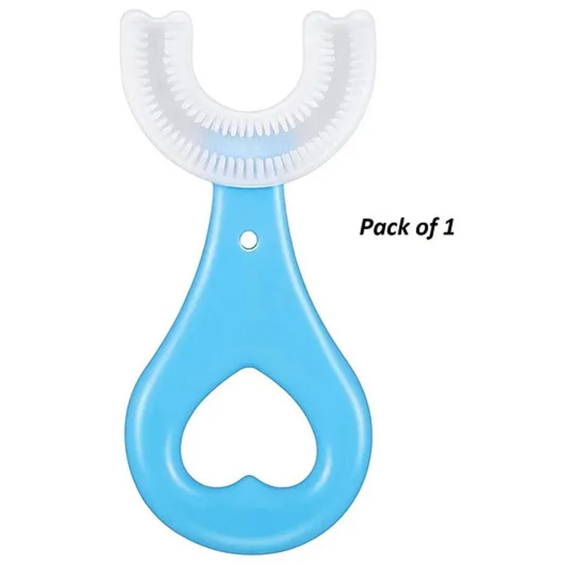 Baby Miniature U Shaped Soft Manual Whitening Silicone Mouth Cleaning Toothbrush Pack of 1 Colour May Vary