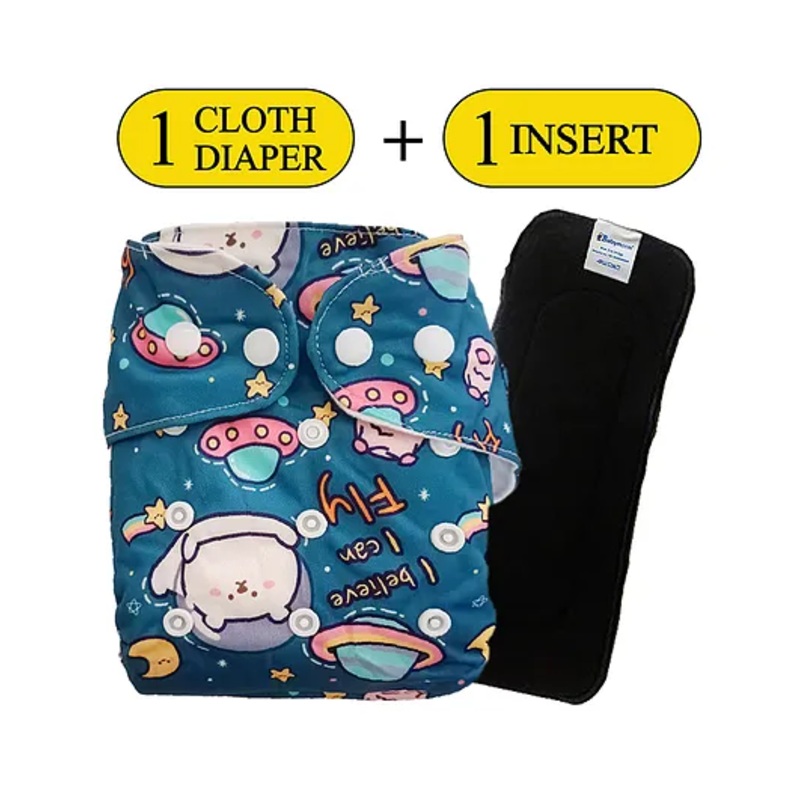 Babymoon Washable & Reusable Cloth Diaper  With Insert Universe Print Pack of 2 – Multicolor