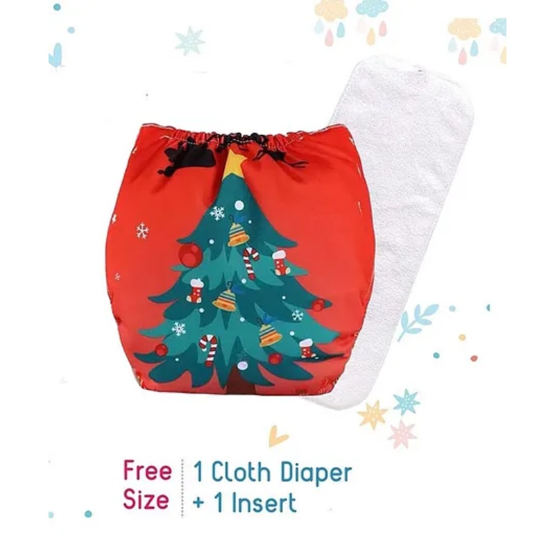 Butterthief Tree Printed Washable & Reusable Cloth Diaper for New Born Baby 0-24 Months  (1 Diaper + 1 Organic Cotton Absorber)
