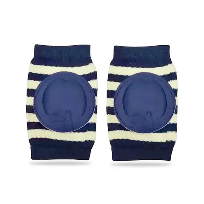 Chinmay Kids Crawling Anti-Slip Padded Stretchable Elastic Cotton Soft Breathable Comfortable Knee & Elbow Cap with Lining Pattern – Blue