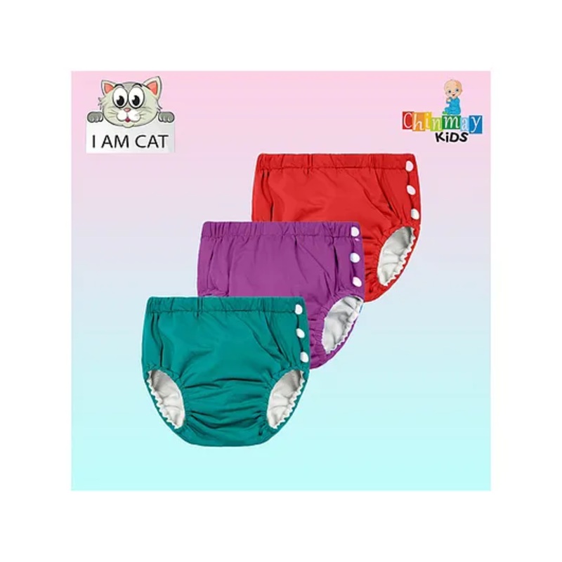 Chinmay Kids Reusable Swimwear Diaper Pants Set Of 3 – Purple Green & Red