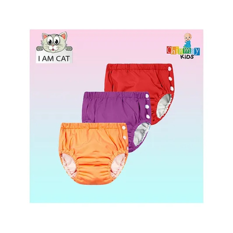 Chinmay Kids Reusable Swimwear Diaper Pants Set Of 3 – Purple Orange & Red
