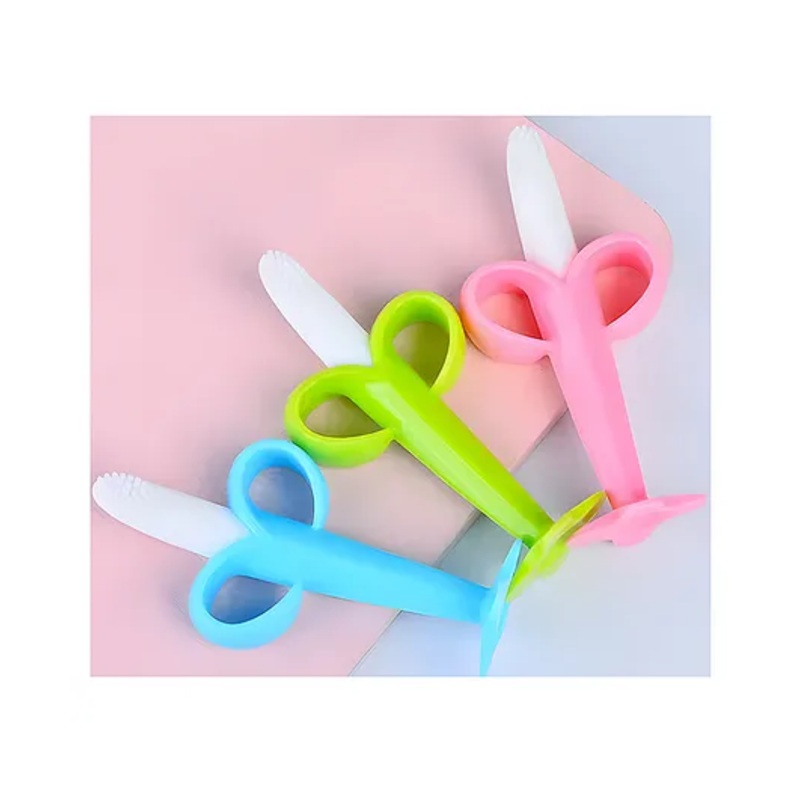 COZY VIBES Silicone Baby Cleaning Tooth With Silicone BPA Free Banana Teether Brush PACK OF 1- COLOR MAY VARY