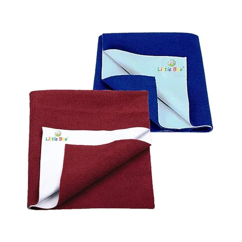 Little Boo Instadry Baby Bed Protector Sheet, Waterproof, Medium L 100 x B 70cm, Pack of 2 -RoyalBlue & NavyBlue
