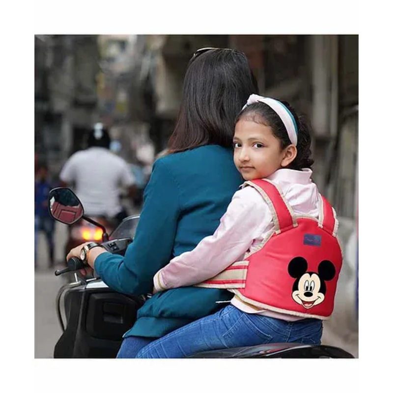Magic Seat Two Wheeler Carrier Protection Mickey Mouse Print – Red